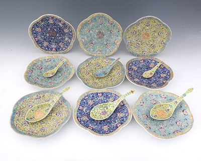 Lot 353 - A suite of Chinese famille rose dessert plates,...