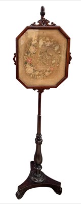 Lot 603 - A Regency tripod pole screen, a glazed...
