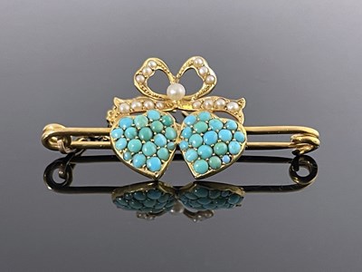 Lot 190 - A Victorian gold, turquoise and split pearl...