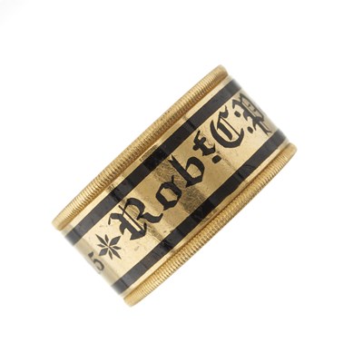 Lot 42 - Battle of Waterloo and Napoleonic Interest, a George III 22ct gold enamel band ring