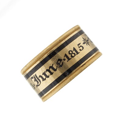 Lot 42 - Battle of Waterloo and Napoleonic Interest, a George III 22ct gold enamel band ring