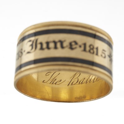 Lot 42 - Battle of Waterloo and Napoleonic Interest, a George III 22ct gold enamel band ring
