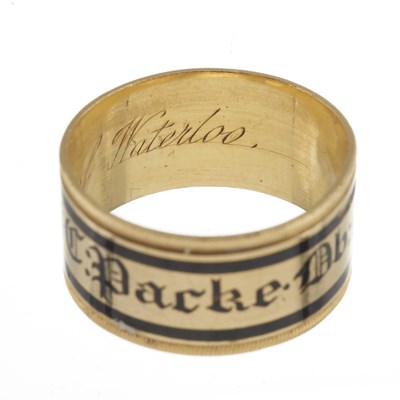 Lot 42 - Battle of Waterloo and Napoleonic Interest, a George III 22ct gold enamel band ring