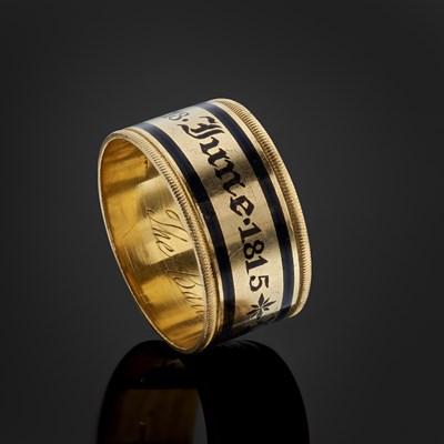 Lot 42 - Battle of Waterloo and Napoleonic Interest, a George III 22ct gold enamel band ring
