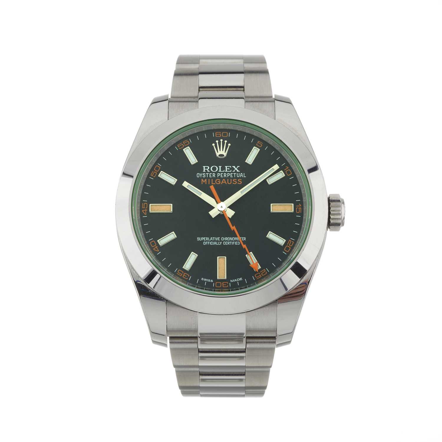 169 - Rolex, a stainless steel Oyster Perpetual Milgauss bracelet watch