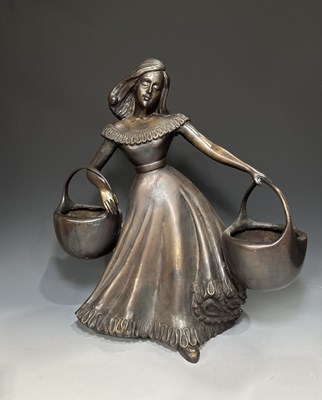 Lot 238 - A cast bronze figure of a young girl, probably...