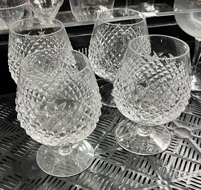 Lot 45 - Four Waterford brandy balloons, diamond cut,...