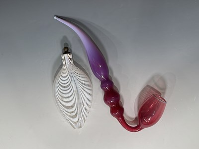 Lot 206 - A Nailsee red and blue hued glass pipe, with...