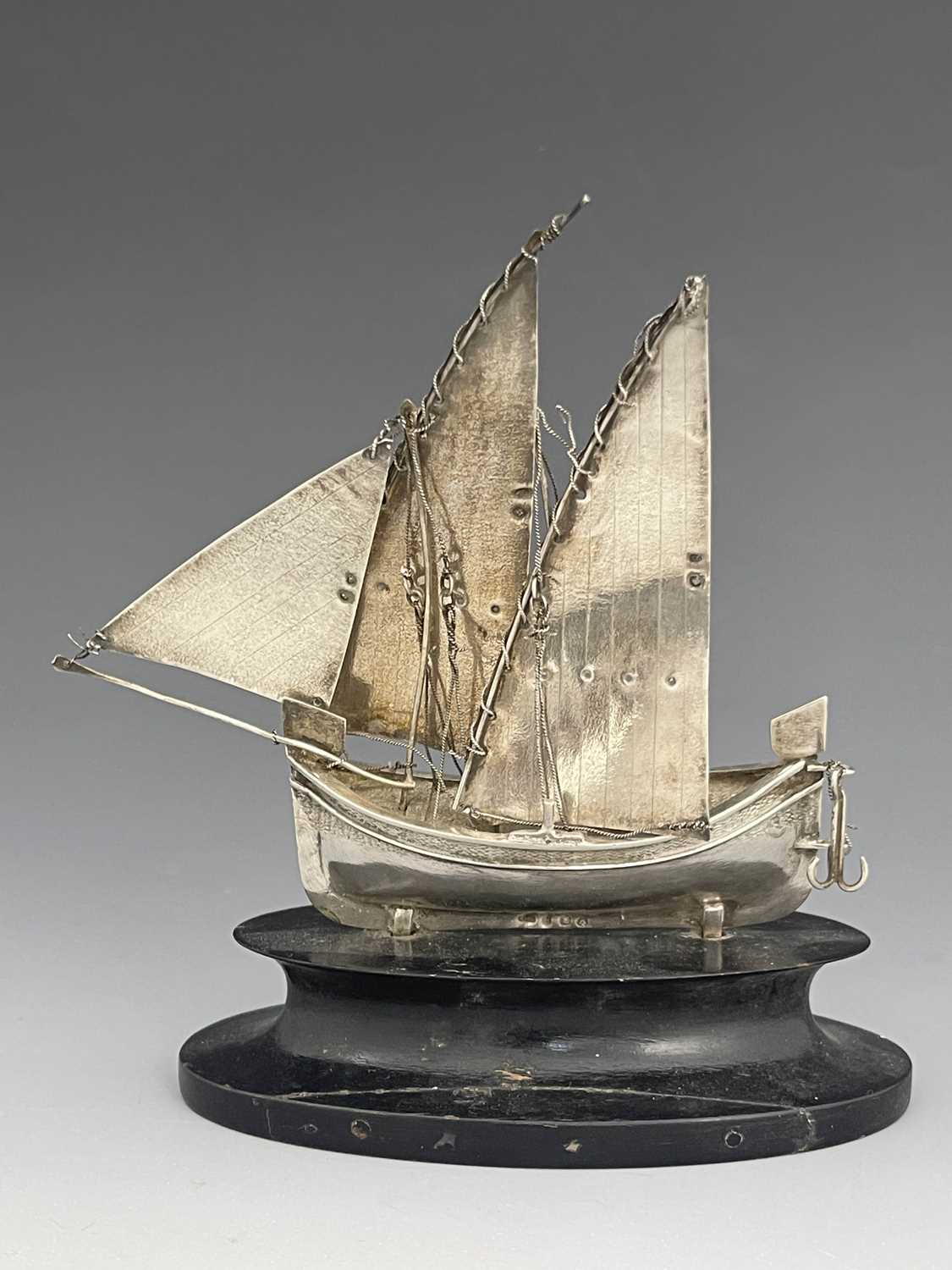 Lot 156 - A Dutch silver model of a junk, modelled in...