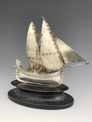 Lot 156 - A Dutch silver model of a junk, modelled in...