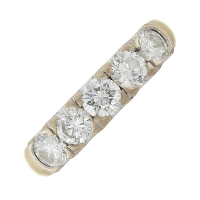 Lot 132 - An 18ct gold diamond five-stone ring