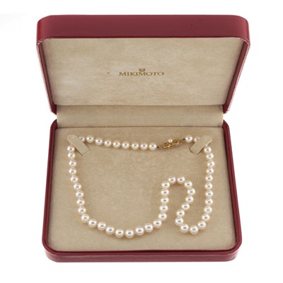 Lot 76 - Mikimoto, a cultured pearl necklace, with 18ct gold clasp