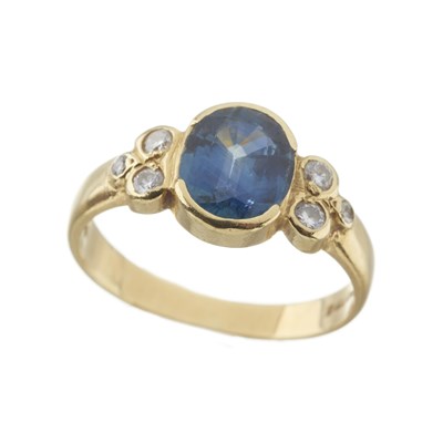 Lot 89 - An 18ct gold sapphire and diamond dress ring