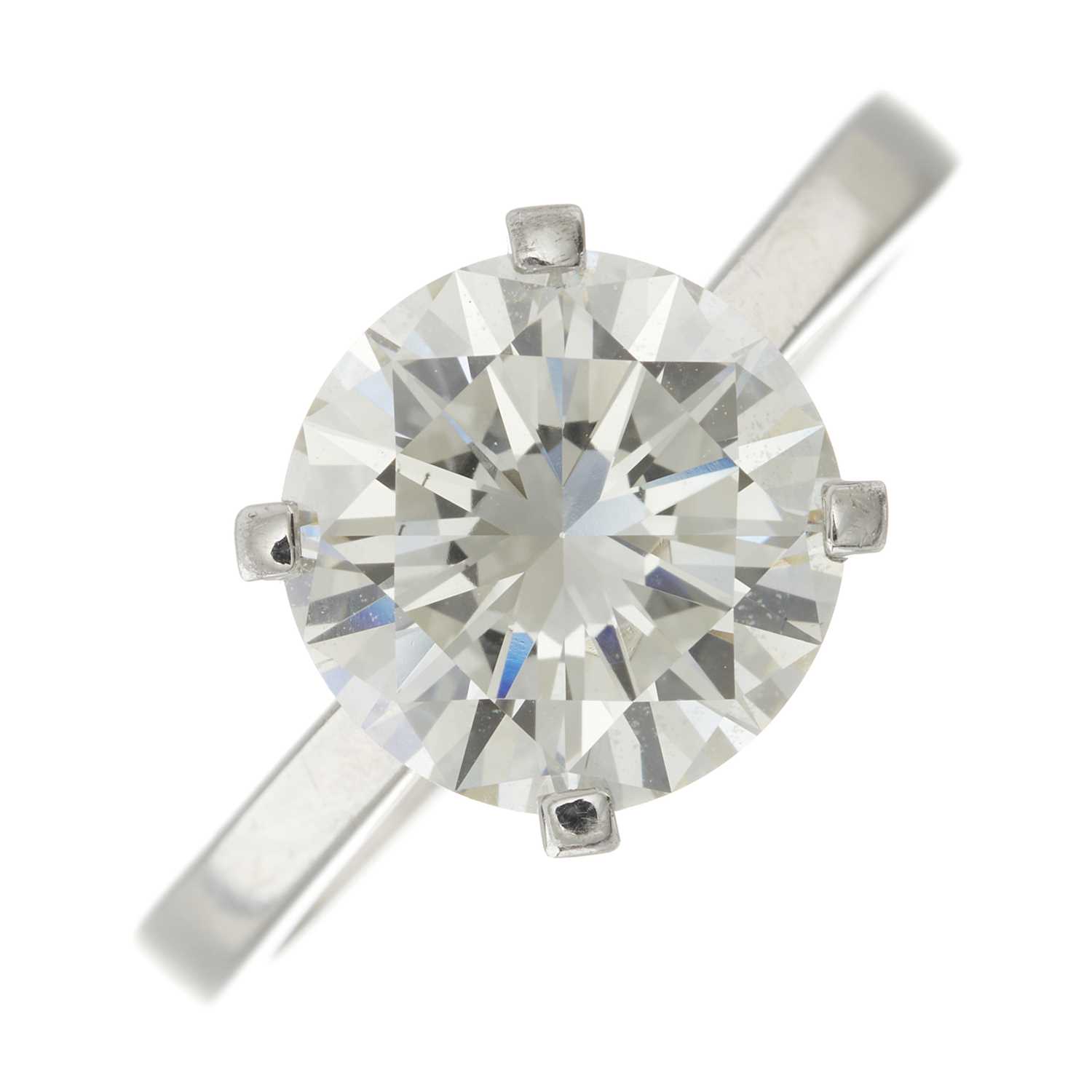 Lot 63 - An impressive platinum diamond single-stone ring, of 2.53ct