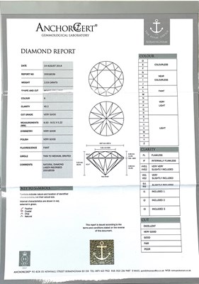 Lot 63 - An impressive platinum diamond single-stone ring, of 2.53ct