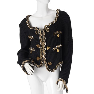 Lot 316 - Moschino Couture!, a black waffle knit wool cardigan.