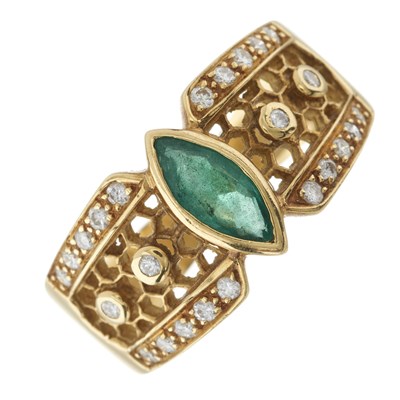 Lot 50 - An 18ct gold emerald and diamond dress ring