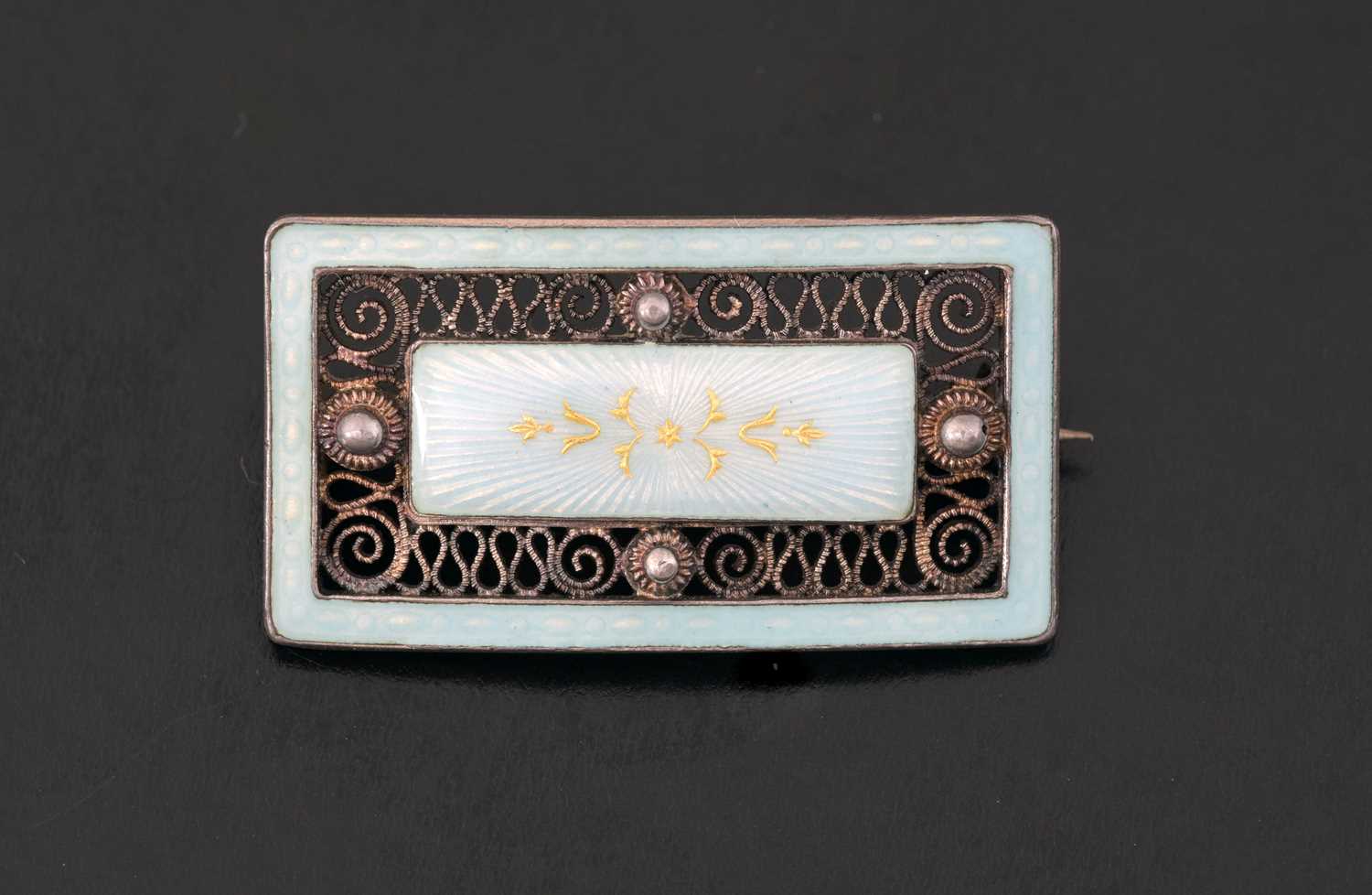 Lot 20 - Marius Hammer, a silver enamel brooch