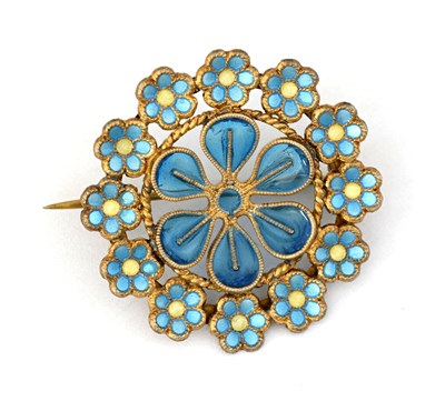 Lot 23 - An early to mid 20th century silver enamel flower brooch
