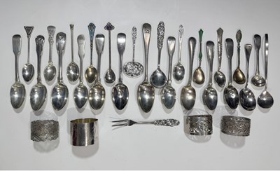 Lot 356 - A quantity of silver and white metalwares, to...