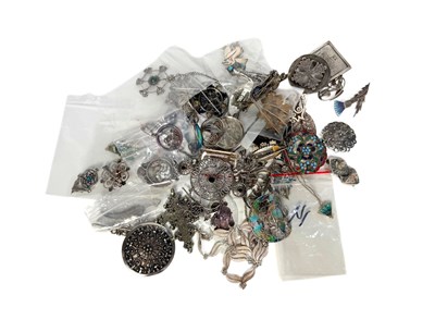 Lot 489 - A large selection of silver and white metal jewellery