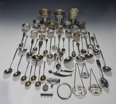 Lot 357 - A quantity of silver and white metalwares, to...