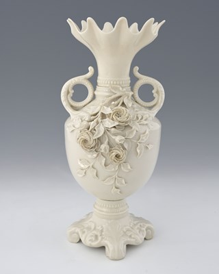 Lot 610 - Belleek, a Second Period florally encrusted...