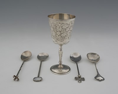 Lot 150 - An Elizabeth II silver goblet, with foliate...