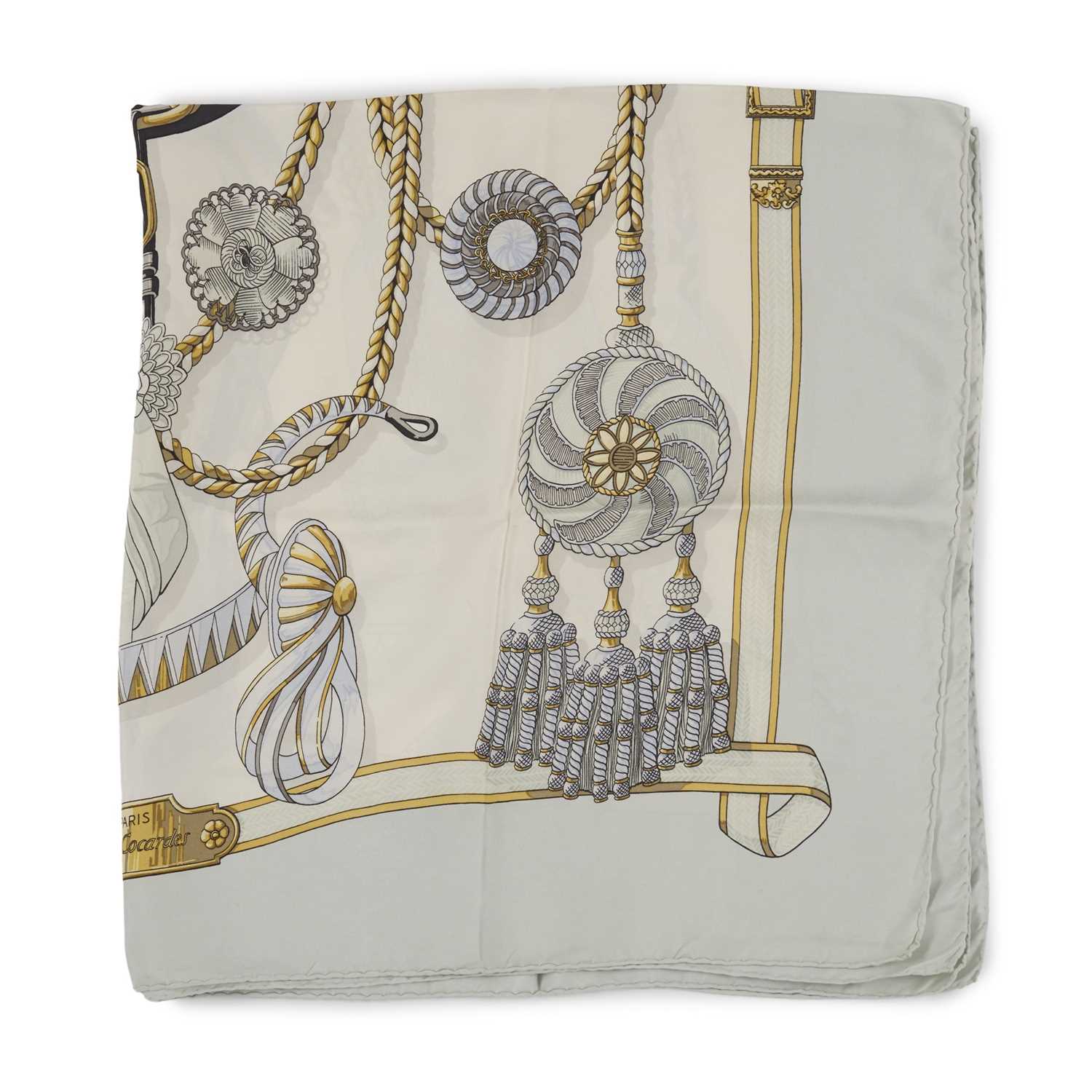 Lot 266 - Hermes, a Frontaux et Cocardes silk scarf.