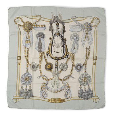 Lot 266 - Hermes, a Frontaux et Cocardes silk scarf.
