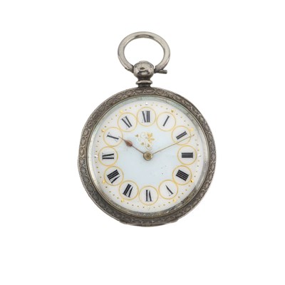 Lot 189 - A white metal pocket watch