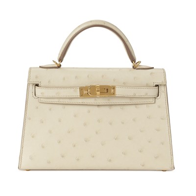 Lot 256 - Hermes, a 2022 Ostrich Mini Kelly II 20 handbag.