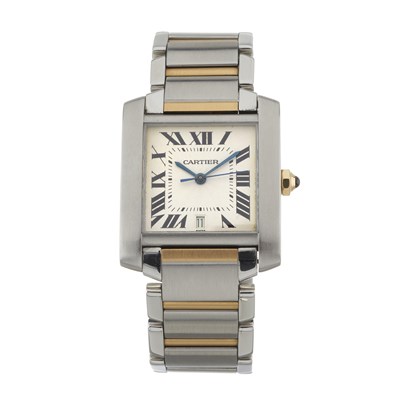 Lot 147 - Cartier, a bi-metal Tank Francaise bracelet watch