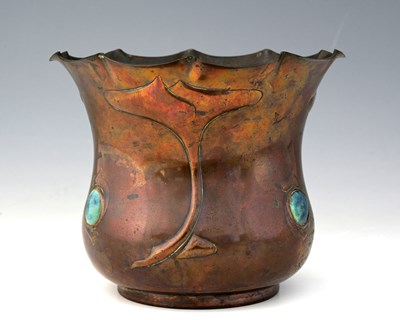 Lot 106 - An Arts and Crafts Ruskin set copper...