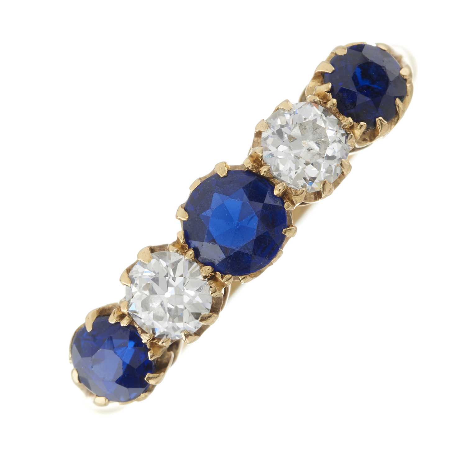 Lot 16 - An early 20th century 18ct gold sapphire and diamond five-stone ring
