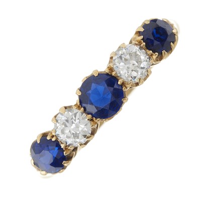 Lot 16 - An early 20th century 18ct gold sapphire and diamond five-stone ring