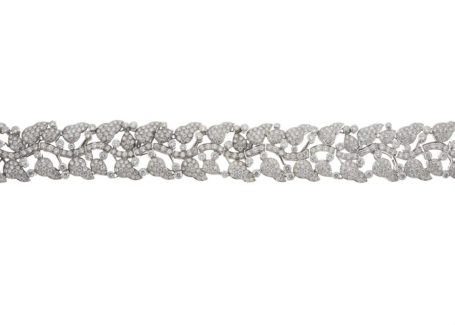 Lot 55 - A diamond foliate line bracelet