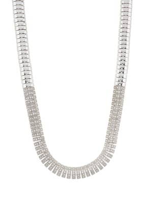 Lot 139 - An 18ct gold diamond gas pipe necklace