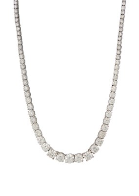 Lot 140 - An 18ct gold diamond line riviere necklace