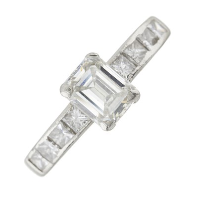 Lot 85 - A platinum diamond singe-stone dress ring