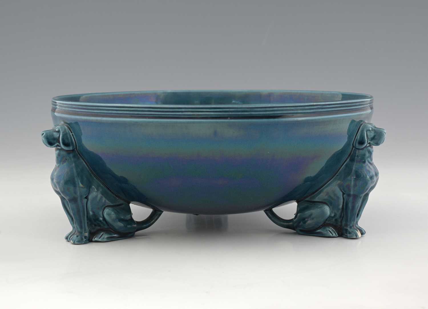 Lot 593 - A Wedgwood majolica novelty bowl, 1889, teal...