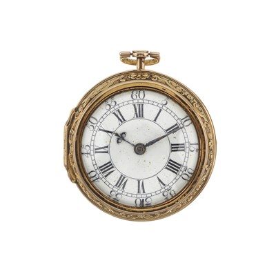 Lot 183 - George Clarke, London, a George II repoussé pair case pocket watch