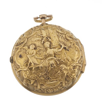 Lot 183 - George Clarke, London, a George II repoussé pair case pocket watch