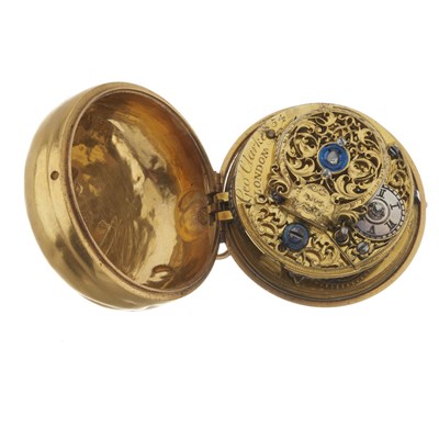 Lot 183 - George Clarke, London, a George II repoussé pair case pocket watch