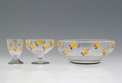 Lot 437 - Stuart, three Art Deco polka dot enamelled...