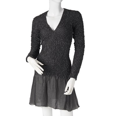 Lot 341 - Valentino Boutique, a 90s grey long-sleeved dress.