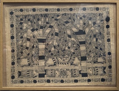 Lot 379 - Style of Scottie Wilson, Jungle Drawing, ink...
