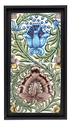Lot 487 - William De Morgan, a two tile Pineapple or New...