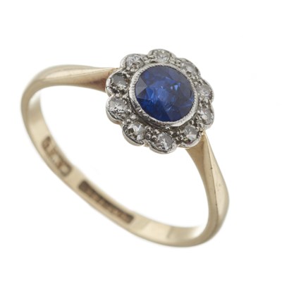 Lot 11 - An early 20th century 18ct and platinum, sapphire and diamond cluster ring