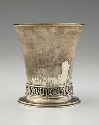 Lot 72 - Omar Ramsden, an Arts and Crafts silver motto...